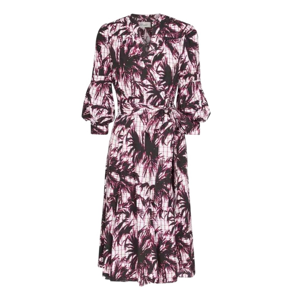 Dian Von Furstenberg Adele Printed Cotton Jacquard Wrap Dress Sz 0